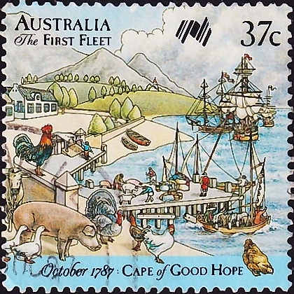 Австралия 1987 год . Мыс Доброй Надежды, Погрузка скота . Каталог 1 фунт .